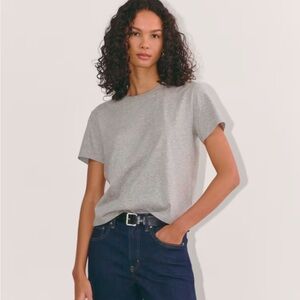 EVERLANE Box Cut Heather Gray Organic Cotton Tee